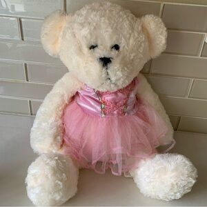 JIANGSU MS Teddy Bear off-white, fluffy, stuffed toy with BAB ballerina outfit